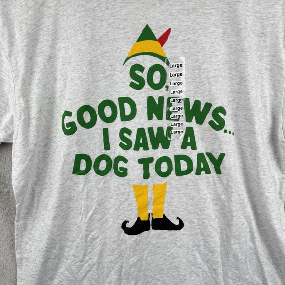 The Shop Indy "I Saw A Dog Today" T-Shirt Unisex L S/S Elf Inspired Holiday NWT - Picture 3 of 7